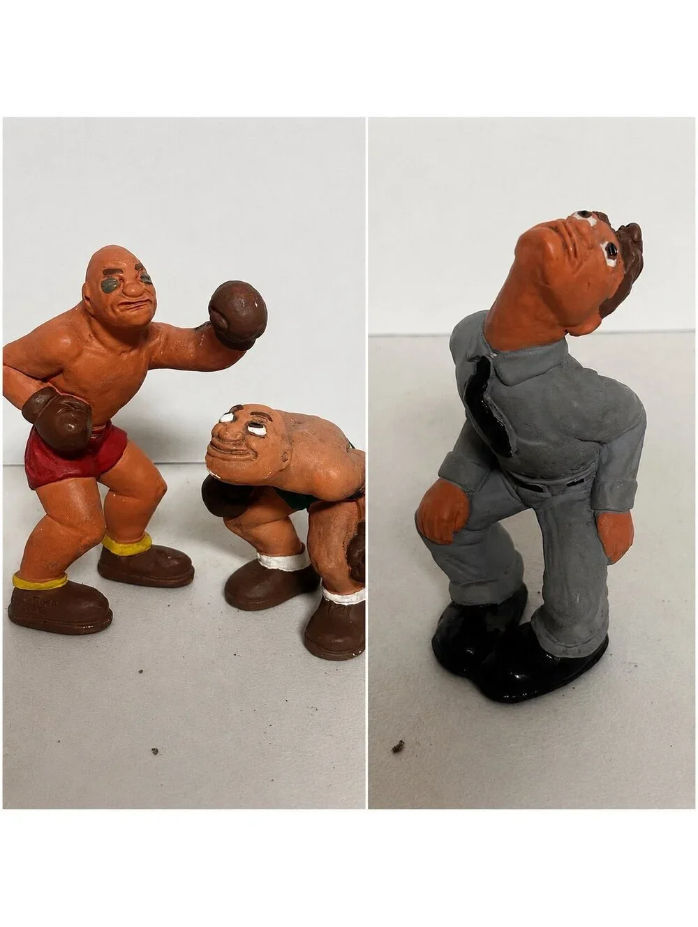 1940's L.L. Rittgers Authentic Vtg Trio Boxing Figurines Two Boxers & Referee
